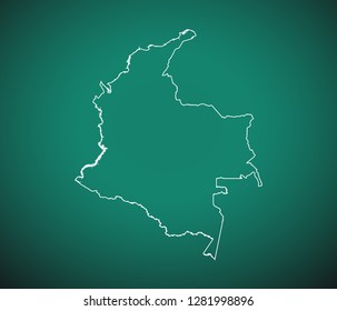 Map of Colombia,Green map on dark background. Vector illustration eps 10.