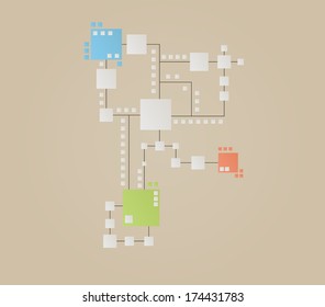 map of the color and gray squares on brown gradient background