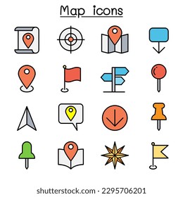 Map color line icon set