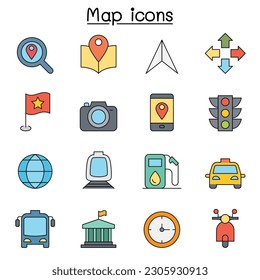 Map color line icon set
