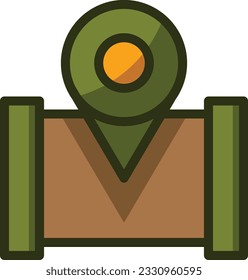 Icono de línea de color de mapa - Icono único, vector
