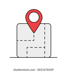 ícone de linha de cor do mapa com ilustração de stock de vetor de fundo branco