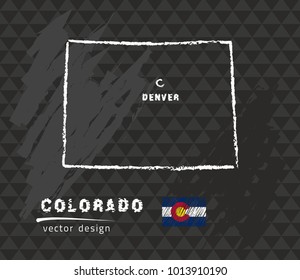 Map of Colorado, Chalk sketch vector illustration