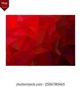Map of Colorado - Red Geometric Rumpled Triangular , Polygonal Design. Vector illustration eps 10.