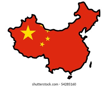 map in colors of China