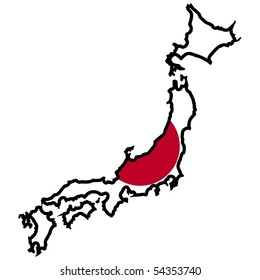 map in colors of Japan
