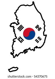 map in colors of South Korea