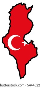 map in colors of Tunisia