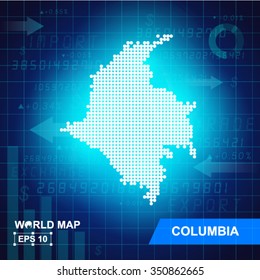 Map Of Columbia,Abstract background, vector illustration