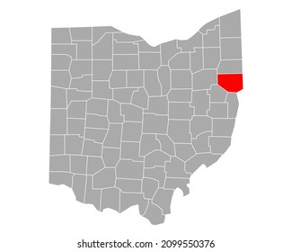 Map of Columbiana in Ohio on white