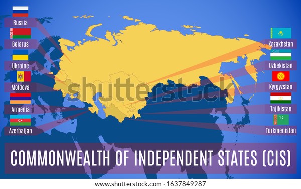 Map Commonwealth Independent States Cis Flags Stock Vector (Royalty ...
