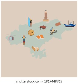 Mapa de la comunidad de cantabria en españa con monumentos o lugares de interés turístico