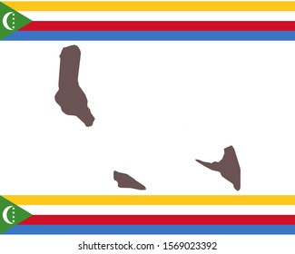 Map of the Comoros on background with flag