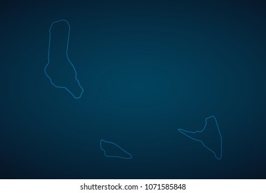 Map Comoros-Abstract High Detailed Glow Map on Dark Background for design app, ui,Travel. Vector eps 10.