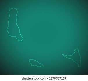 Map of Comoros,Green map on dark background. Vector illustration eps 10.