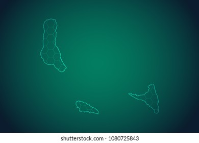 Map of Comoros-Wire frame 3D mesh polygonal network line, design sphere, dot and structure. Vector illustration eps 10.