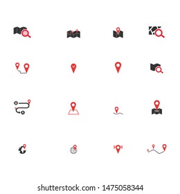 Map, compass, atlas, navigation, travel line icons. Maps outline signs set. Flat design vector illustration symbol concept. Navigation 
