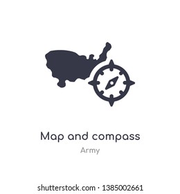 map and compass icon. isolated map and compass icon vector illustration from army collection. editable sing symbol can be use for web site and mobile app