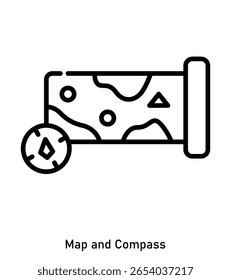Map and Compass Icon – Navigation Tool for Hiking and Exploration