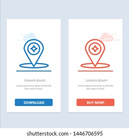 Map, Compass, Navigation, Location  Blue and Red Download and Buy Now web Widget Card Template