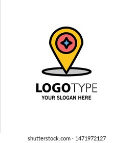 Map, Compass, Navigation, Location Business Logo Template. Flat Color