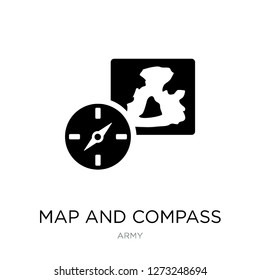 map and compass orientation tools icon vector on white background, map and compass orientation tools trendy filled icons from Army collection