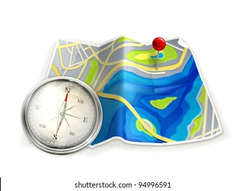 Map And Compass, Vector