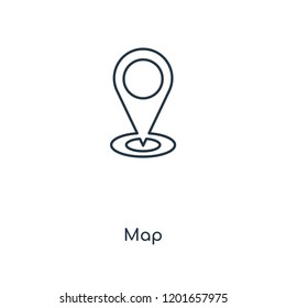 Map concept line icon. Linear Map concept outline symbol design. This simple element illustration can be used for web and mobile UI/UX.