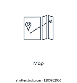 Map concept line icon. Linear Map concept outline symbol design. This simple element illustration can be used for web and mobile UI/UX.