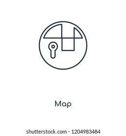 Map concept line icon. Linear Map concept outline symbol design. This simple element illustration can be used for web and mobile UI/UX.