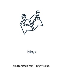 Map concept line icon. Linear Map concept outline symbol design. This simple element illustration can be used for web and mobile UI/UX.
