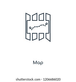 Map concept line icon. Linear Map concept outline symbol design. This simple element illustration can be used for web and mobile UI/UX.