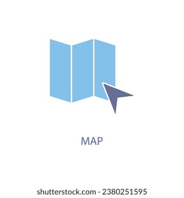 Map concept line icon. Simple element illustration. Map concept outline symbol design.