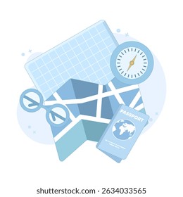 Map concept with straight pins, GPS Pointer Marker, Map navigation. Route planning, location tracking. City map with GPS pins. Perspective city view navigation. GPS and Navigation. Flat design.