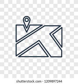 Map concept vector linear icon isolated on transparent background, Map concept transparency concept in outline style