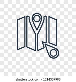 Map concept vector linear icon isolated on transparent background, Map concept transparency concept in outline style