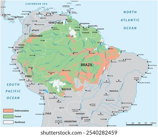 Map of the condition of the Amazon rainforest