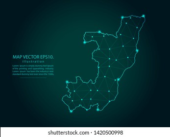 Map of congo - Abstract mash line and point scales on dark gradient background. Wire Frame 3D mesh polygonal network line, design sphere, dot and structure. Vector illustration eps 10.