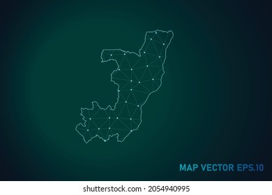 Map of congo - Abstract mash line and point scales on dark gradient background. Wire Frame 3D mesh polygonal network line, design sphere, dot and structure. Vector illustration eps 10.