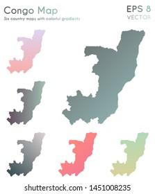 Map of Congo with beautiful gradients. Admirable set of country maps. Fetching vector illustration.