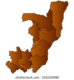 Map of Congo- Map of the city and each border separately. Brown Gold eps Vector Illustration 10