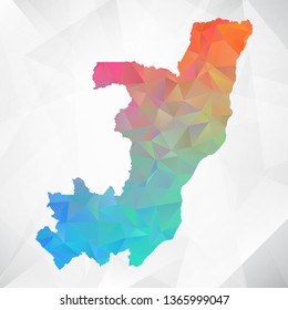 Map of Congo. Colorful Geometric Rumpled Triangular , Polygonal Design For Your . Vector illustration eps 10.