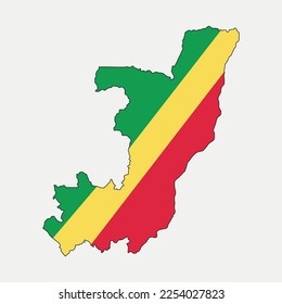 Map of Congo and flag country outline silhouette vector illustration
