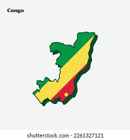 Map of Congo with flag. Vector illustration. Eps 10