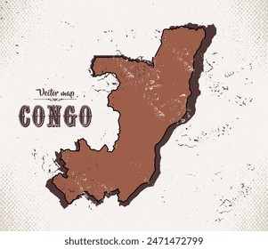 Map of Congo in the old style, brown graphics in retro western style.
