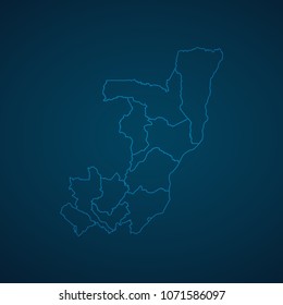 Map Congo-Abstract High Detailed Glow Map on Dark Background for design app, ui,Travel. Vector eps 10.
