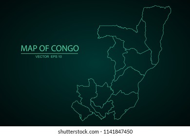 Map of Congo,Green map on dark background of map of Congo symbol for your web site design map. Vector illustration eps 10.