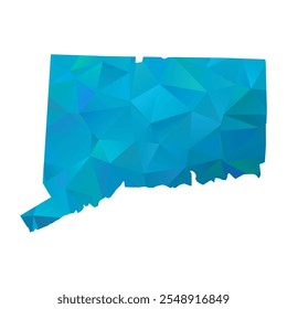 Map of Connecticut - Blue Polygonal Design For Your. Vector illustration eps 10.
