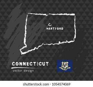 Map of Connecticut, Chalk sketch vector illustration