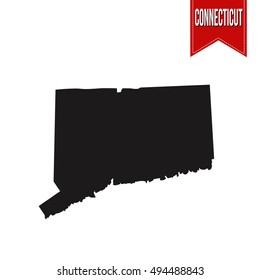 Map of Connecticut on white background, vector illustration